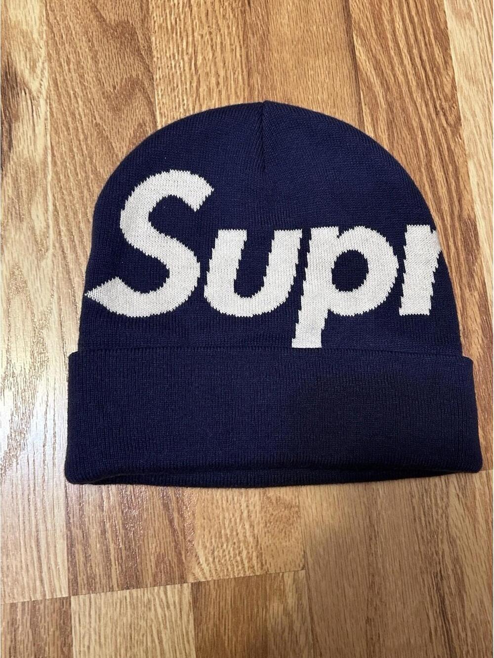 Supreme Navy Big Logo Beanie